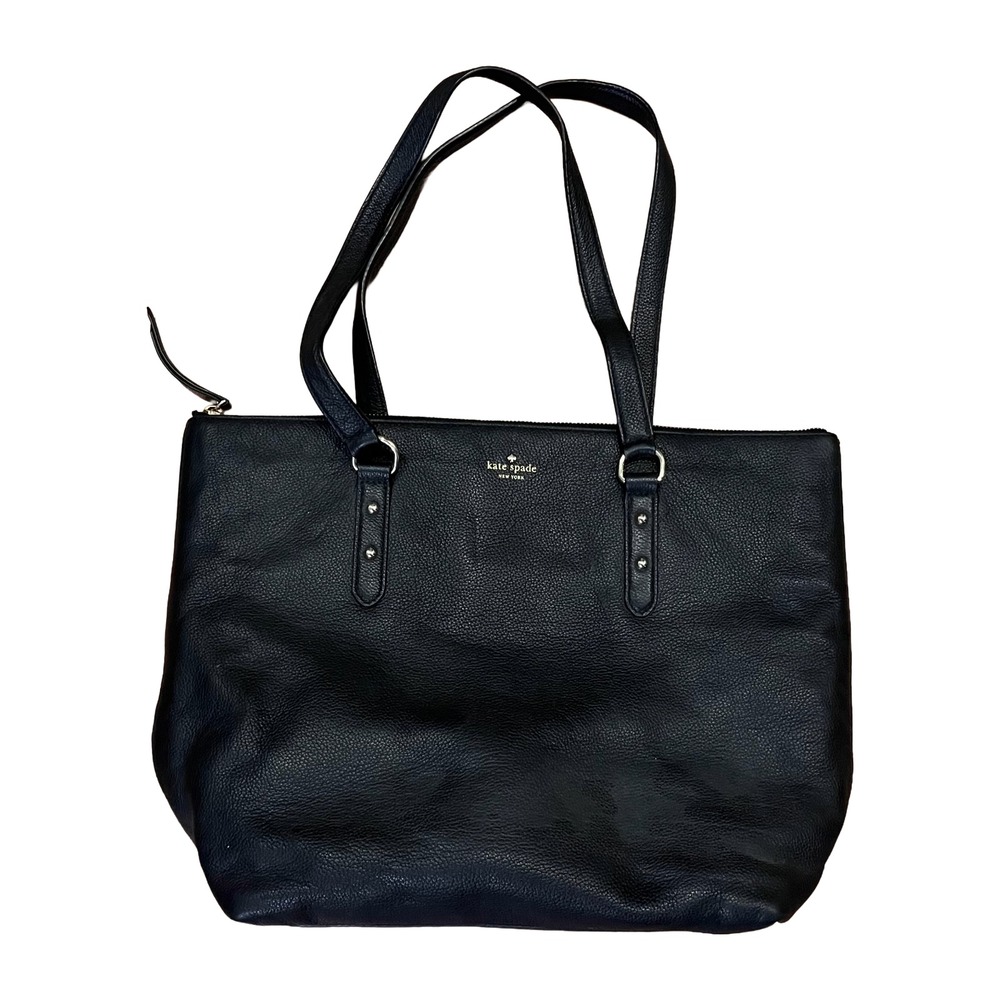 Kate Spade New York Black Genuine Leather Tote Double Handle Bag